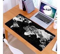 KDWJS Gaming Mouse Pad Mouse Mat - 35.5 x 16 in - XXL mousepad - Table mat large size - improved precision and speed - Starry sky, with lunar like texture, Earth's continent in the cosmic background,