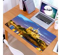 KDWJS Gaming Mouse Pad Mouse Mat - 35.5 x 16 in - XXL mousepad - Table mat large size - improved precision and speed - Notre Dame Cathedral at dusk in Paris France Riverside Scen