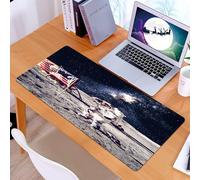 KDWJS Gaming Mouse Pad Mouse Mat - 35.5 x 16 in - XXL mousepad - Table mat large size - improved precision and speed - American astronauts pay tribute to the American flag on the Milky Way Moon