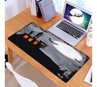 KDWJS Gaming Mouse Pad Mouse Mat - 35.5 x 16 in - XXL mousepad - Table mat large size - improved precision and speed - Vintage Halloween,Halloween Themed Asymmetric Caste with Scary Bats and Ghosts F