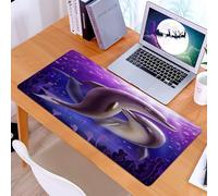 KDWJS Gaming Mouse Pad Mouse Mat - 35.5 x 16 in - XXL mousepad - Table mat large size - improved precision and speed - Dolphin, two dolphins are gracefully intertwined in the purple ocean, emitting e