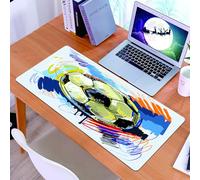 KDWJS Gaming Mouse Pad Mouse Mat - 35.5 x 16 in - XXL mousepad - Table mat large size - improved precision and speed - Painted style soccer illustration, colorful stroke, artistic sketch of football
