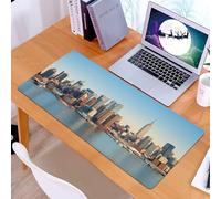 KDWJS Gaming Mouse Pad Mouse Mat - 35.5 x 16 in - XXL mousepad - Table mat large size - improved precision and speed - Urban,New York City Skyline Over Hudson River Empire State Building Boats and Sk
