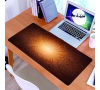 KDWJS Gaming Mouse Pad Mouse Mat - 35.5 x 16 in - XXL mousepad - Table mat large size - improved precision and speed - Tan,African Art Pattern with Floral and Geometric Elements Fishes Animal Silhoue