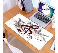 KDWJS Gaming Mouse Pad Mouse Mat - 35.5 x 16 in - XXL mousepad - Table mat large size - improved precision and speed - Music, Cute Floral Design with Clef de Sol and Singing Flying Birds Sparrows Art
