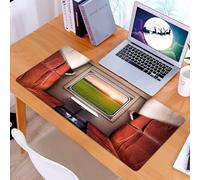 KDWJS Gaming Mouse Pad Mouse Mat - 35.5 x 16 in - XXL mousepad - Table mat large size - improved precision and speed - House decor, fresh natural backdrop from the train compartment window railway tr