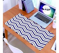 KDWJS Gaming Mouse Pad Mouse Mat - 35.5 x 16 in - XXL mousepad - Table mat large size - improved precision and speed - Geometric art design, repeating blue and white diagonal stripes design pattern