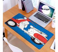 KDWJS Gaming Mouse Pad Mouse Mat - 35.5 x 16 in - XXL mousepad - Table mat large size - improved precision and speed - Red scooter motobike on a white background vector