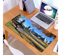 KDWJS Gaming Mouse Pad Mouse Mat - 35.5 x 16 in - XXL mousepad - Table mat large size - improved precision and speed - City, park bench with a view of the Calgary Alberta skyline in he