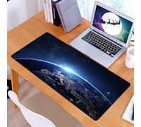 KDWJS Gaming Mouse Pad Mouse Mat - 35.5 x 16 in - XXL mousepad - Table mat large size - improved precision and speed - Earth, planet from space at night Galactic astronomy Under the motto Aeth