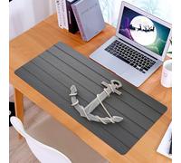 KDWJS Gaming Mouse Pad Mouse Mat - 35.5 x 16 in - XXL mousepad - Table mat large size - improved precision and speed - Anchor, wood anchor with rope on the wall Antique Marine Nature Adventure Themed