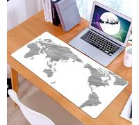 KDWJS Gaming Mouse Pad Mouse Mat - 35.5 x 16 in - XXL mousepad - Table mat large size - improved precision and speed - Sketch style world map, black sketched world map, capture the essence of the con
