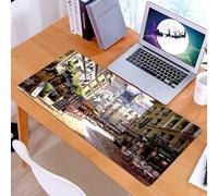 KDWJS Gaming Mouse Pad Mouse Mat - 35.5 x 16 in - XXL mousepad - Table mat large size - improved precision and speed - Restaurant,Street,Beautiful,Food Shop,Lively Downtown,Painting Street