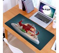 KDWJS Gaming Mouse Pad Mouse Mat - 35.5 x 16 in - XXL mousepad - Table mat large size - improved precision and speed - Amazing fairy house decorated at christmas in shape of kettle with christmas int