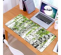 KDWJS Gaming Mouse Pad Mouse Mat - 35.5 x 16 in - XXL mousepad - Table mat large size - improved precision and speed - oodland,Birch Trees in The Forest Summertime Wildlife Nature Themed ating Pictur