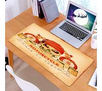 KDWJS Gaming Mouse Pad Mouse Mat - 35.5 x 16 in - XXL mousepad - Table mat large size - improved precision and speed - Motorcycle theme art, skull in a turban, with bicycles on both sides, bold motto