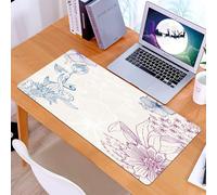 KDWJS Gaming Mouse Pad Mouse Mat - 35.5 x 16 in - XXL mousepad - Table mat large size - improved precision and speed - Floral,Flower Field Beauty Blooms in Spring Petals Artsy Graphic,Teal Lilac Drie