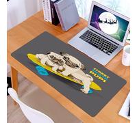 KDWJS Gaming Mouse Pad Mouse Mat - 35.5 x 16 in - XXL mousepad - Table mat large size - improved precision and speed - Pugs puppies on a skateboard. Vector illustration.