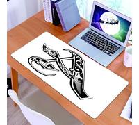 KDWJS Gaming Mouse Pad Mouse Mat - 35.5 x 16 in - XXL mousepad - Table mat large size - improved precision and speed - Letter A, Abstract Drawing Early Medieval Soft Curved Lines Color