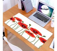 KDWJS Gaming Mouse Pad Mouse Mat - 35.5 x 16 in - XXL mousepad - Table mat large size - improved precision and speed - row of radiant red poppies in a vivid masterpiece of nature