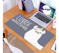 KDWJS Gaming Mouse Pad Mouse Mat - 35.5 x 16 in - XXL mousepad - Table mat large size - improved precision and speed - Cartoon animal, llama with unicorn horns, next to the phrase I chose to be a uni