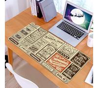 KDWJS Gaming Mouse Pad Mouse Mat - 35.5 x 16 in - XXL mousepad - Table mat large size - improved precision and speed - Vintage signage collection, compilation of stylized logos and plaques from diffe