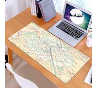 KDWJS Gaming Mouse Pad Mouse Mat - 35.5 x 16 in - XXL mousepad - Table mat large size - improved precision and speed - Paris Metro Map, a vivid map showing the complex network and RER lines throughou