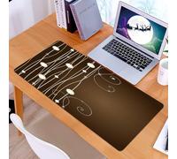 KDWJS Gaming Mouse Pad Mouse Mat - 35.5 x 16 in - XXL mousepad - Table mat large size - improved precision and speed - Art design with shiny lines and flower elements on brown background