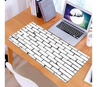 KDWJS Gaming Mouse Pad Mouse Mat - 35.5 x 16 in - XXL mousepad - Table mat large size - improved precision and speed - Vintage brick wall design, black and white shabby brick pattern