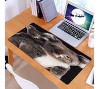 KDWJS Gaming Mouse Pad Mouse Mat - 35.5 x 16 in - XXL mousepad - Table mat large size - improved precision and speed - Animals, two cute Australian koalas embrace together, on black background