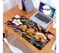 KDWJS Gaming Mouse Pad Mouse Mat - 35.5 x 16 in - XXL mousepad - Table mat large size - improved precision and speed - Gingerbread Man,Delicious Homemade Cookies Dried Fruits and Bakery Tools Festi