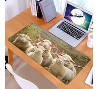 KDWJS Gaming Mouse Pad Mouse Mat - 35.5 x 16 in - XXL mousepad - Table mat large size - improved precision and speed - group of comfortable sheep in the countryside，Sheep in Natural Landscapes，Gentle