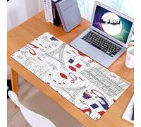KDWJS Gaming Mouse Pad Mouse Mat - 35.5 x 16 in - XXL mousepad - Table mat large size - improved precision and speed - Seamless french travel pattern. Paris tourist background with architecture build