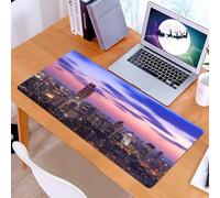 KDWJS Gaming Mouse Pad Mouse Mat - 35.5 x 16 in - XXL mousepad - Table mat large size - improved precision and speed - Modern, Tel Aviv at sunset Israel, Mediterranean coast, big city, dram