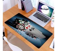 KDWJS Gaming Mouse Pad Mouse Mat - 35.5 x 16 in - XXL mousepad - Table mat large size - improved precision and speed - Classic casino elements, display of poker chips and poker cards symbolize the ex