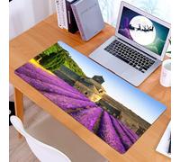 KDWJS Gaming Mouse Pad Mouse Mat - 35.5 x 16 in - XXL mousepad - Table mat large size - improved precision and speed - Serene Abbey amidst a Sea of Lavender,Lavender Fields in Front of an Ancient Mon