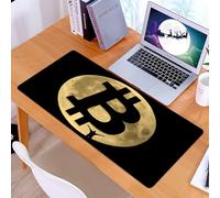 KDWJS Gaming Mouse Pad Mouse Mat - 35.5 x 16 in - XXL mousepad - Table mat large size - improved precision and speed - The symbolic vision of Bitcoin under the moon Bitcoin contains digital currency,