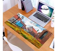 KDWJS Gaming Mouse Pad Mouse Mat - 35.5 x 16 in - XXL mousepad - Table mat large size - improved precision and speed - Old City Riga Latvia Capital with Historical Buildings Medieval To