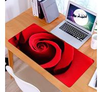 KDWJS Gaming Mouse Pad Mouse Mat - 35.5 x 16 in - XXL mousepad - Table mat large size - improved precision and speed - Rose, Extreme close-up of Red Rose Bloom swirled