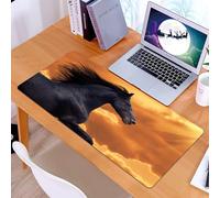 KDWJS Gaming Mouse Pad Mouse Mat - 35.5 x 16 in - XXL mousepad - Table mat large size - improved precision and speed - Animal,Majestic Black Horse Galloping Against a Dramatic Orange Sky with Streami