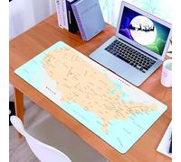 KDWJS Gaming Mouse Pad Mouse Mat - 35.5 x 16 in - XXL mousepad - Table mat large size - improved precision and speed - Map of the United States, depicting countries, famous cities, mountains and plac