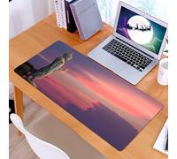 KDWJS Gaming Mouse Pad Mouse Mat - 35.5 x 16 in - XXL mousepad - Table mat large size - improved precision and speed - Big Buddha statue on purple sky