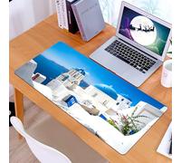 KDWJS Gaming Mouse Pad Mouse Mat - 35.5 x 16 in - XXL mousepad - Table mat large size - improved precision and speed - Sunset Blue Greece Scenic View Cyclades White Houses Santorini Par