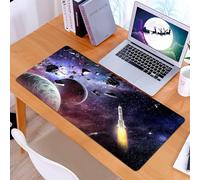 KDWJS Gaming Mouse Pad Mouse Mat - 35.5 x 16 in - XXL mousepad - Table mat large size - improved precision and speed - Rocket in space. Mixed media