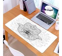KDWJS Gaming Mouse Pad Mouse Mat - 35.5 x 16 in - XXL mousepad - Table mat large size - improved precision and speed - Hamsa, Divine Protection Magical lucky charm on a gentle floral spring backgroun