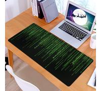 KDWJS Gaming Mouse Pad Mouse Mat - 35.5 x 16 in - XXL mousepad - Table mat large size - improved precision and speed - Technical binary code. Green numbers fall on the screen. Hacking software. Big d