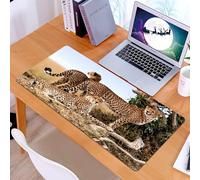 KDWJS Gaming Mouse Pad Mouse Mat - 35.5 x 16 in - XXL mousepad - Table mat large size - improved precision and speed - Animals, three cheetahs stand on the African grassland, exuding wild beauty