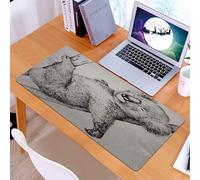 KDWJS Gaming Mouse Pad Mouse Mat - 35.5 x 16 in - XXL mousepad - Table mat large size - improved precision and speed - Animal, black and white engraving design koala illustration