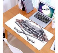 KDWJS Gaming Mouse Pad Mouse Mat - 35.5 x 16 in - XXL mousepad - Table mat large size - improved precision and speed - Skeletons, stylized skulls and wishbones decorated with rose patterns, create a