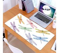 KDWJS Gaming Mouse Pad Mouse Mat - 35.5 x 16 in - XXL mousepad - Table mat large size - improved precision and speed - Dragonfly, group of dragonflies with colorful elongated body patches